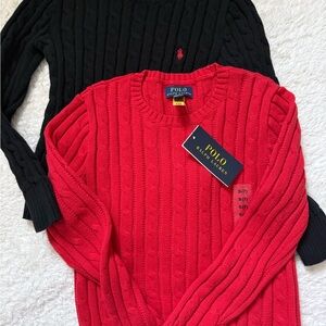 Polo by Ralph Lauren Red Cable Knit Sweaters